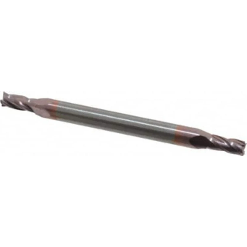 KYOCERA SGS 3/32, 3/16 LOC, 1/8 Shank Diam, 1-1/2 OAL, 4 Flute, Solid Carbide Square End Mill Double End, TiCN Finish...